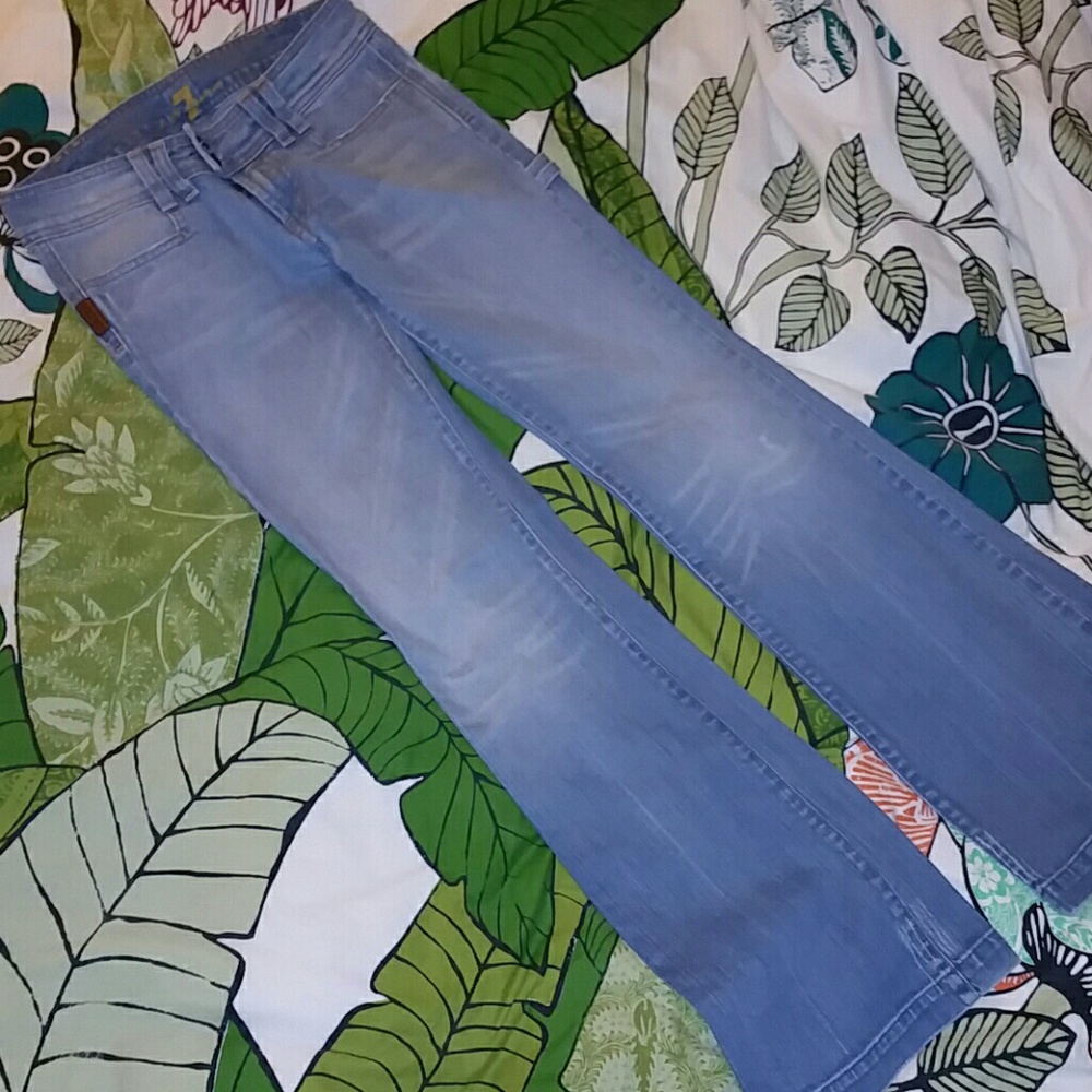 7 For All Mankind Light Wash Wide Leg Jeans